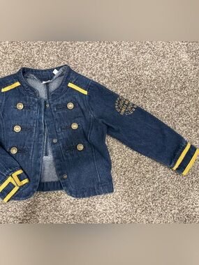 Junk Food Clothing 4T Navy Denim Beatles Theme  MilitaryJacket with Yellow Trim